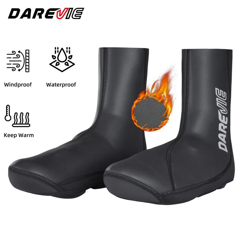 ស្បែកជើងកវែងជិះកង់ DAREVIE ការពារទឹកជ្រាបរដូវរងា ស្បែកជើងជិះកង់ការពារការរអិល MTB ផ្លូវក្រៅផ្ទះ ការពារខ្យល់ ខោជើងវែងជិះកង់រដូវរងា