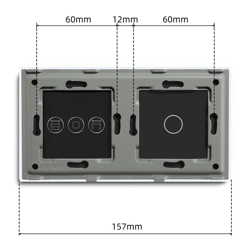 BSEED Crystal Switch Panel For Electric Smart Roller Shutter Blinds Glass Frame With Metal Base DIY Parts Only EU Standard 157mm