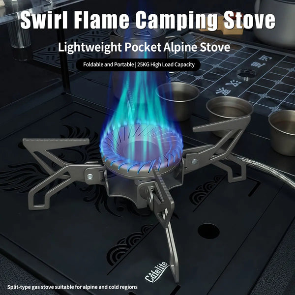 4200W Swirling Fire Portable Gas Stove Split Camping Stove with Adapter  High Power Swirl Flame Burner For Hiking Fishing