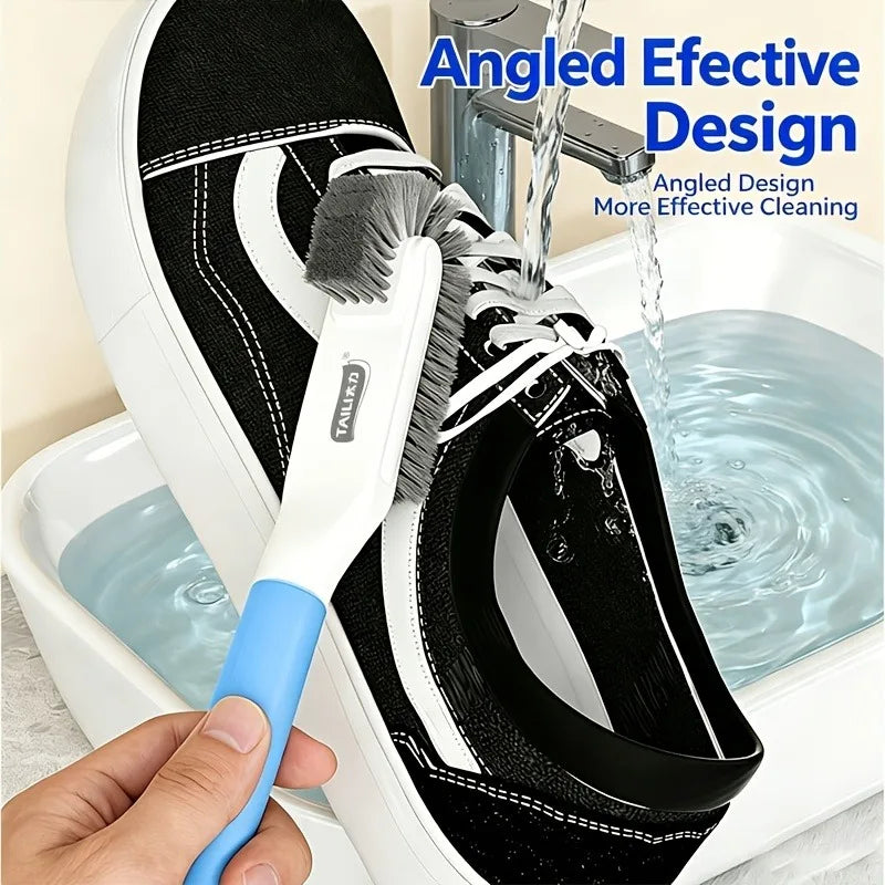 1pc Shoe Brush Long Handle Double Head Soft Hard Bristle 360° No Dead Corner No Damage to Shoes Multi-functional Cleaning.