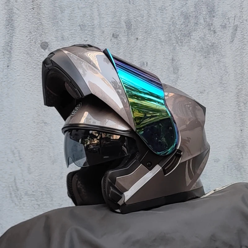 ORZ-162 motorcycle helmet, modular flipped full face helmet, long-distance off-road helmet with built-in sunshade