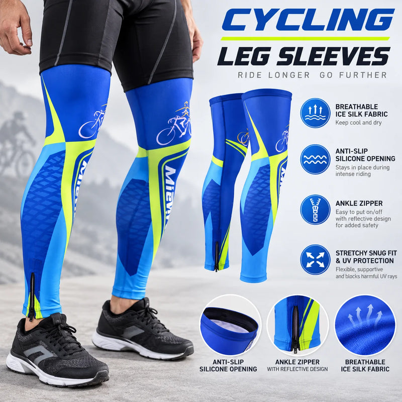 Mieyco Men Summer Ice Silk Leggings UV Sun Protection Leg Covers for Cycling Running Outdoor Sports Perneras Ciclismo Hombre