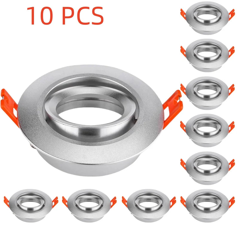 ភ្លើង LED រាងមូលការ៉េ 1/10 ដុំ កាត់រន្ធ 70mm សម្រាប់ពិដាន ជើងទ្រចង្កៀងចំណុច GU10 MR16 ស៊ុមអាលុយមីញ៉ូម ចង្កៀងចំណុច