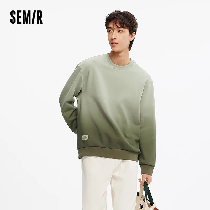 Semir Gradient Printed Sweatshirt Comfortable Men 2025 Spring Loose Fit Casual Style Basic Fashion Long Sleeve Pullover Top