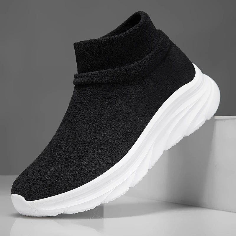 Mens Walking Shoes Big Size Winter Plush Warm Comfortable Snow Walking Cotton Shoes Lightweight Fashion Casual Sneakers for Men
