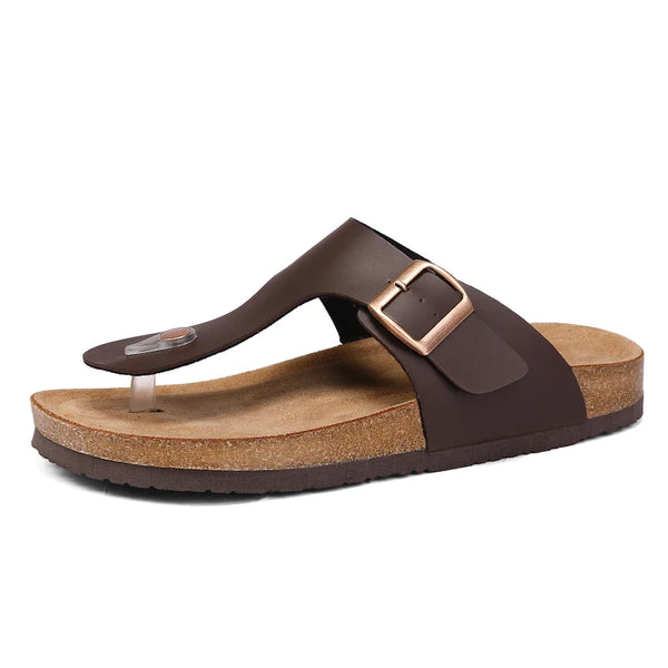 Men's Flip Flops Microfiber Leather Cork Slippers Clogs Outdoor Beach Casual Shoes Chanclas Hombre Durable Non-Slip Luxury Shoes