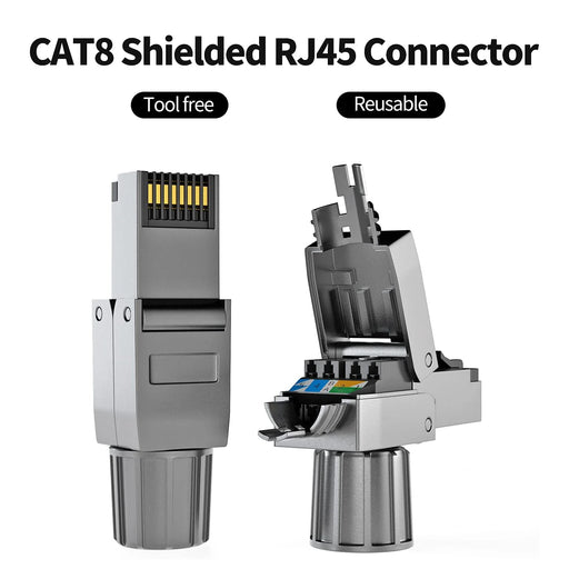 ZoeRax Cat8 Cat7 Cat6a Connectors RJ45 Tool Free Industrial Ethernet Easy Jack Shielded RJ45 Modular Termination Plug - 1PCS