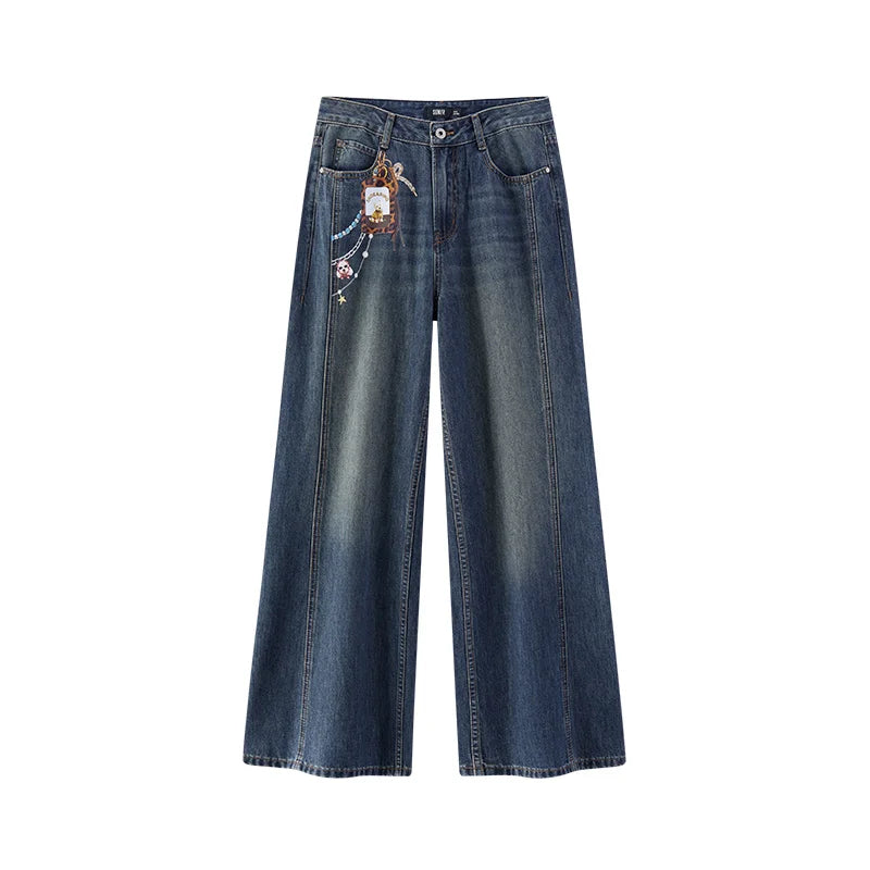 Semir Women Jeans Panelled Wide Leg Loose Fit 2026 Autumn Streetwear HighWaist Urban Casual Everyday Denim Pants