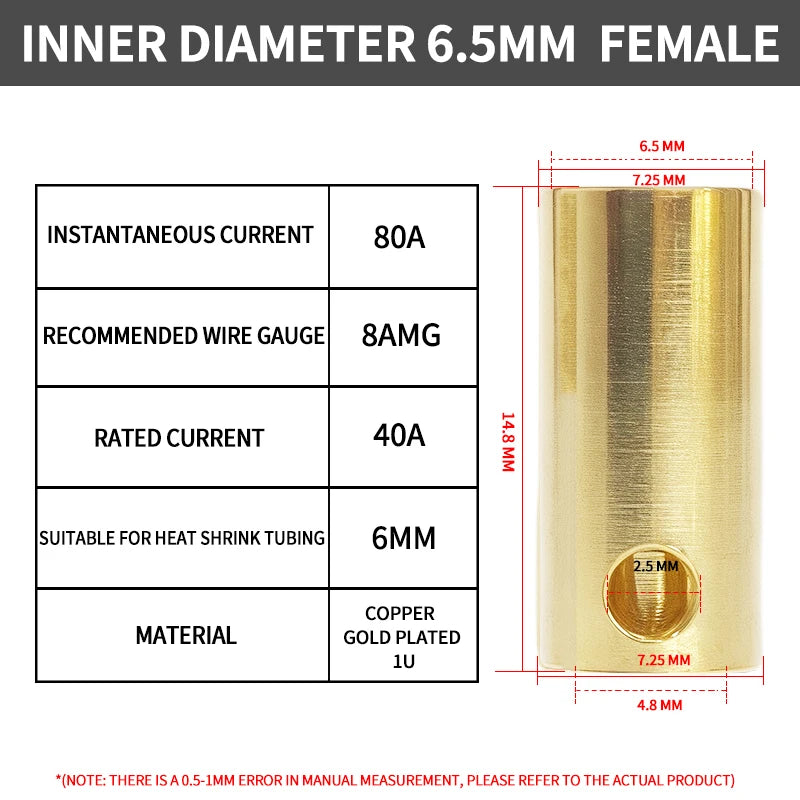 2/3/3.5/4/5/5.5/6/6.5/8mm Aircraft model pure copper Banana Plug Gold Plated Copper Brushless Motor Bullet Connector 40pcs