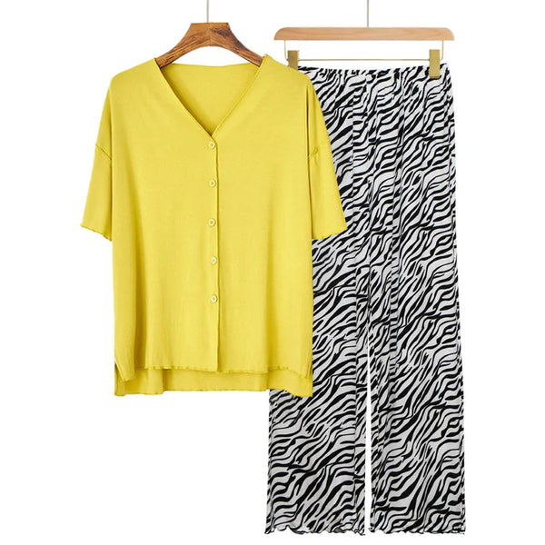 European Long Sleeve Trousers Sets 2026 New Loungewear Women's Sleepwear Two-piece Pajamas Home Suit For Women Modal Nightwear