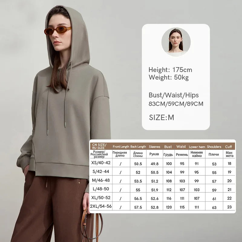 AMII Minimalist Women Hoodie Cotton 2026 Autumn Streetwear Sweatshirts Letter Embroidery Loose Hoodies Casual Pullover 12543134
