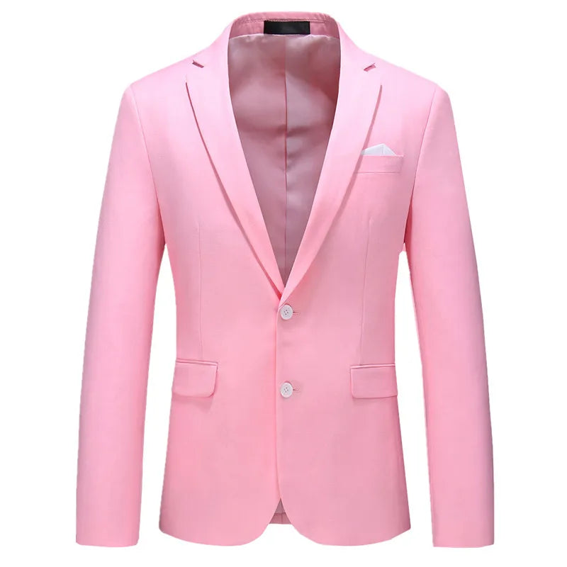 Men's Rose Red Suit Jacket, Wedding/Office Slim-fit Formal Coat, Asian Size M-6XL,Available in Blue, Gray, Black, Purple, Green