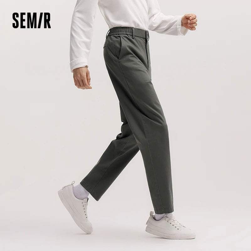 Semir Versatile Pants Men 2026 Spring Solid Color Tapered Casual Comfortable Daily Wear Stylish Long Trousers