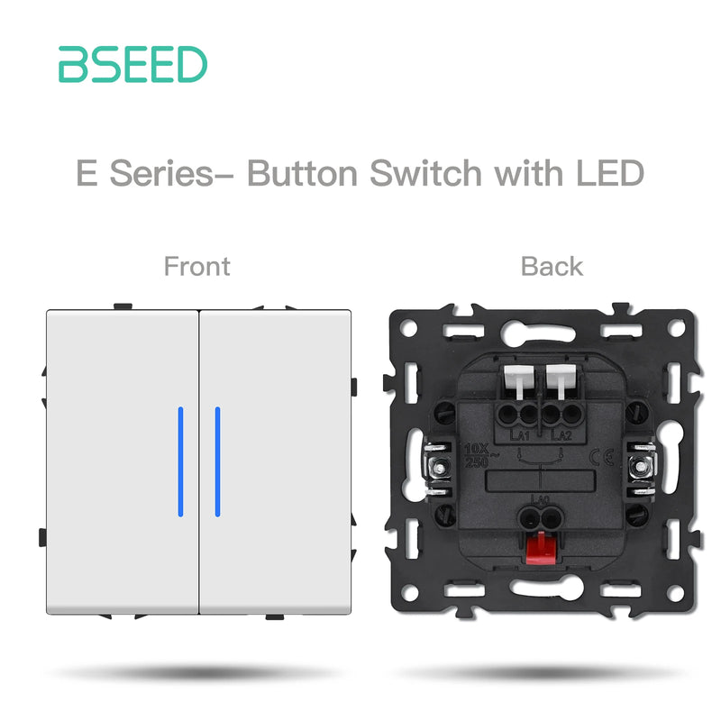 BSEED Wall Button Switch 1/2Gang USB Type-C Wall Socket Module Part Internet TV Telephone Socket Plastic Frame DIY Function Part