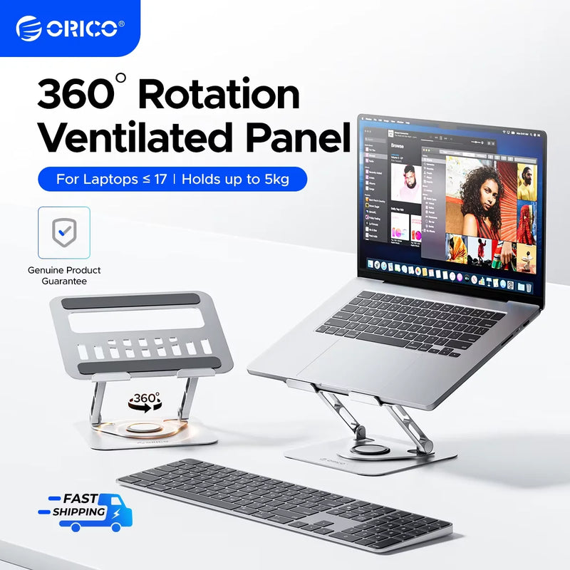 ORICO Foldable Laptop Stand Aluminum Alloy 360 Adjustable Notebook Stand Up to 17 inch Laptop Folding Desktop Support Holder