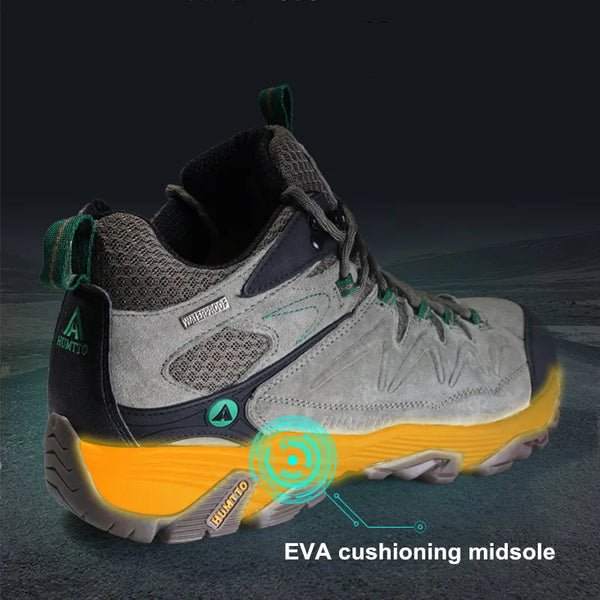 HUMTTO Hiking Shoes for Men Leather Trekking Waterproof Boots Camping Ankle Boots Mens Hunting Mountain Tactical Sneakers Man