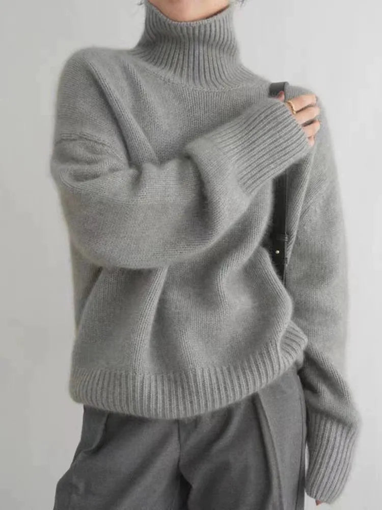 New European Sweater Women Autumn Winter New Turtleneck Pullover Loose Versatile Knitted Bottoming Shirt Female Jumper Top