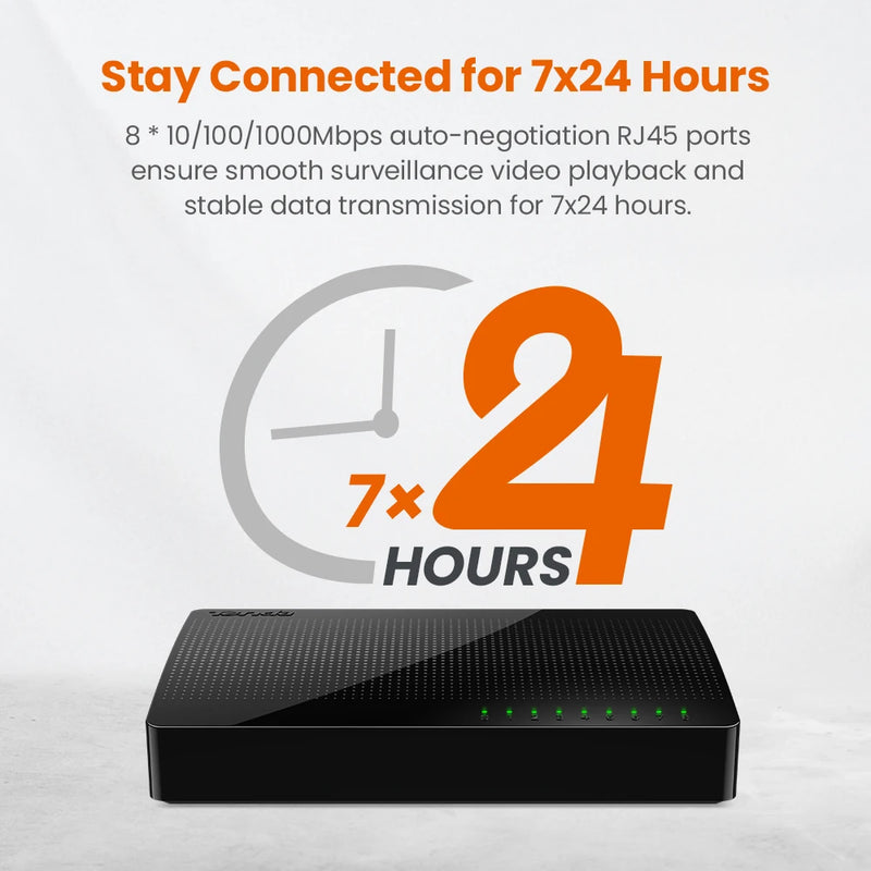 Tenda Gigabit Switch Ethernet 5/8 ច្រក 1000 Mbps 10x Fast Switch RJ45 Hub Ethernet Network Switch SOHO Desktop Smart WiFi Switch