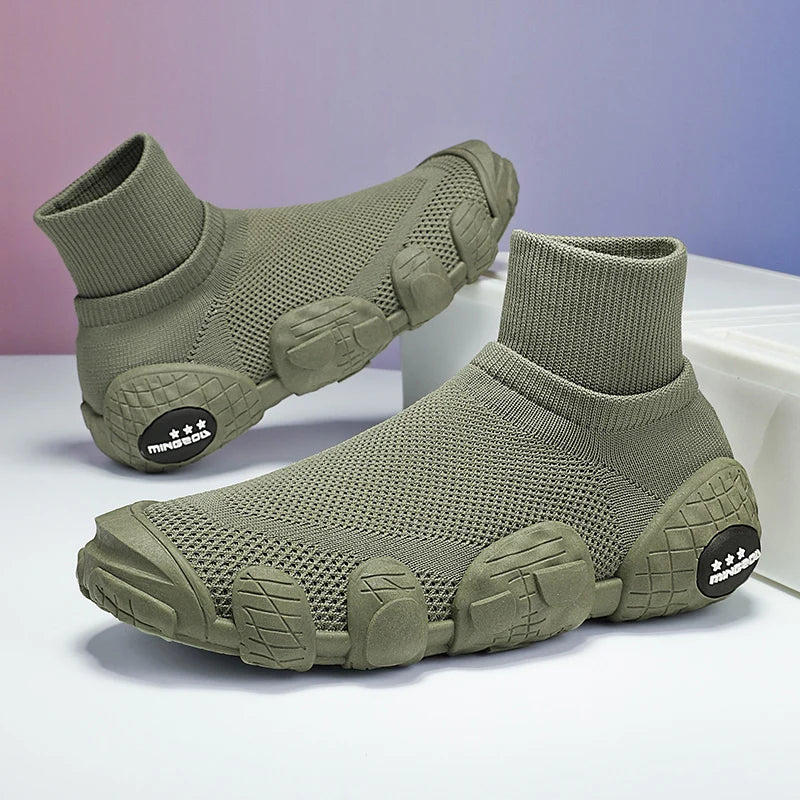 Mens Walking Shoes Trendy Breathe Mesh Fabric Anti Slip Wear-resistant Morning Exercise Jogging Outdoor Training Sneakers