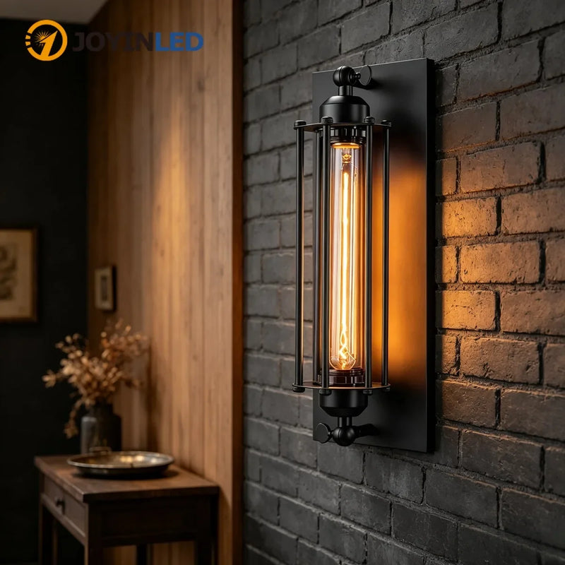 JOYINLED Vintage Industrial LED Wall Light E27 Retro Loft Wall Lamps Antique Black Lamp Sconce Lights Bedside Lighting Fixture