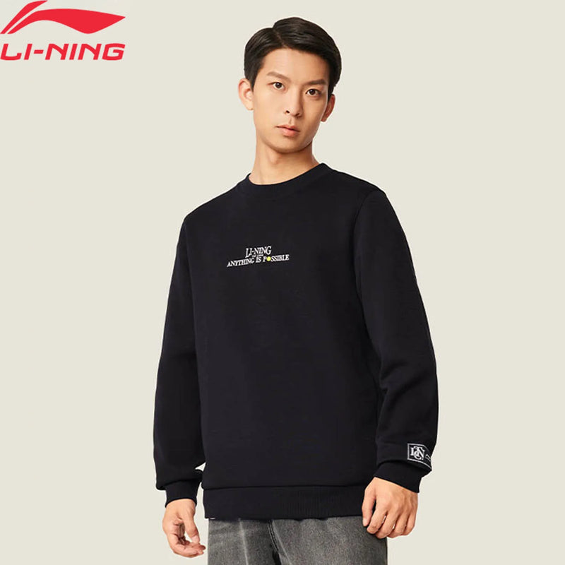 អាវយឺតដៃវែងបុរស Li-Ning រចនាបថកីឡា ធ្វើពីសរសៃកែច្នៃ 64% កប្បាស 36% ប៉ូលីអេស្ទ័រ សមល្មម AWDV567