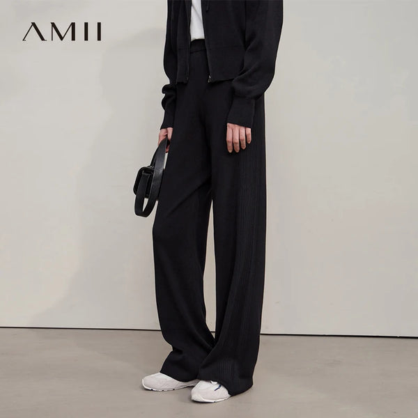 AMII Women's Pants 2026 Autumn New Minimalist Solid Color Loose Pants For Woman Versatile Wide-leg Casual Ladies Pants 12523176