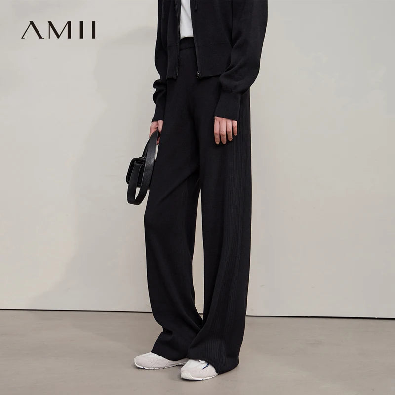 AMII Women's Pants 2026 Autumn New Minimalist Solid Color Loose Pants For Woman Versatile Wide-leg Casual Ladies Pants 12523176