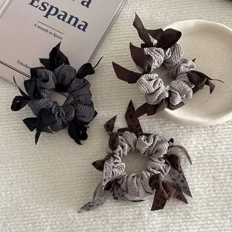 1pc Fashion Dongdaemun Inspired Woven Bow Scrunchies Large Intestine Hair Bands High Ponytails Meatball Buns Premium Textured