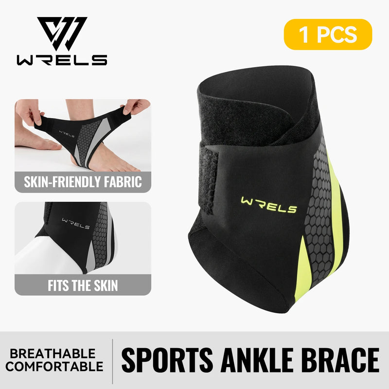 WRELS Ankle Brace Compression Sleeve Slim Fit Breathable Adjustable Basketball Running Football Gym Athletic Sport Ankle Support