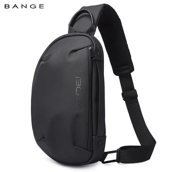 BANGE Solid Chest Bags Men Multi-Layers Sling Crossbody Bag Waterproof Chest Bag USB Charging Port Casual Shoulder Bag for Male