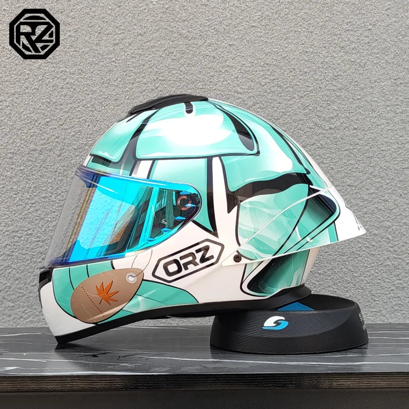 ORZ Motorcycle Helmet with Customized Large Rear Wing Full Face Adult Racing Capacetes de Moto DOT Approved