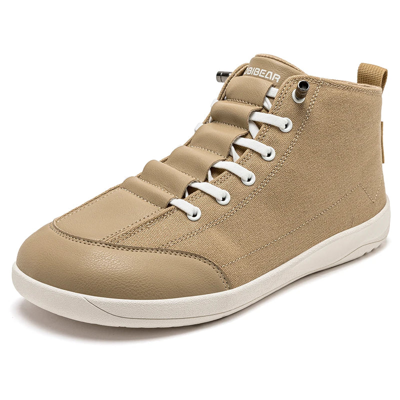HOBIBEAR Mid-Top Canvas Boots Unisex Barefoot Wide Width Minimalist Shoes Zero-Drop Trail Running Sneakers
