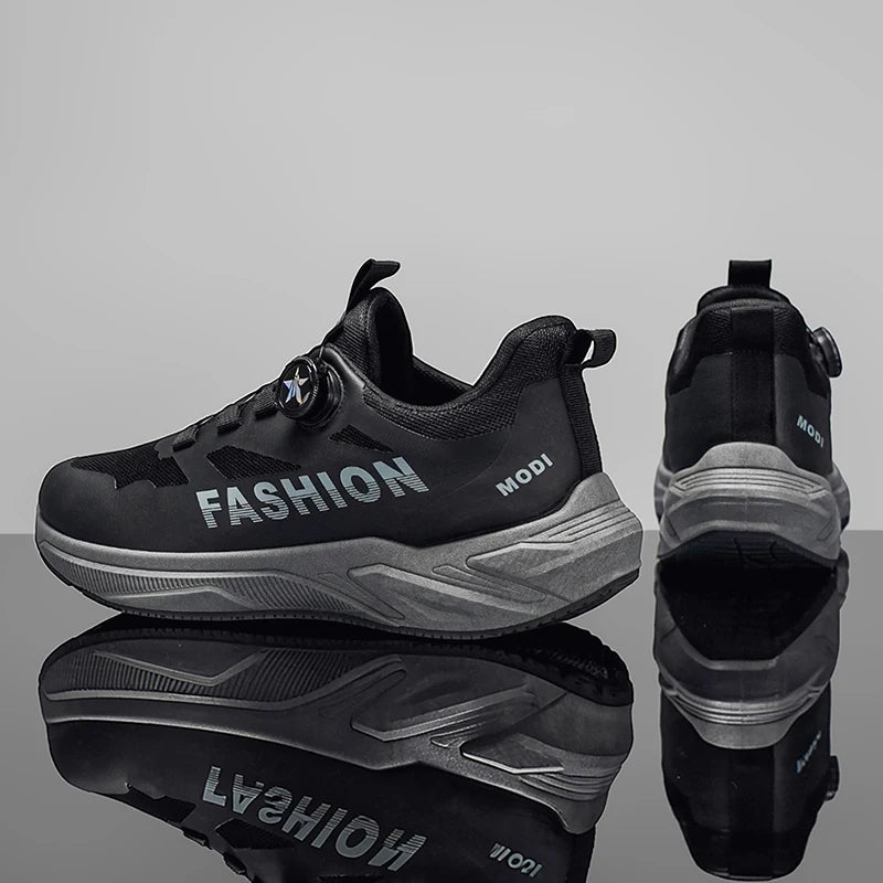 Men's rotating buckle casual sneakers four seasons new breathable lightweight outdoor running shoes students speed sport shoes
