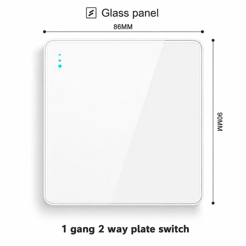 White Tempered Glass 2Way Wall Light Switch, UK Wall 18W Type-C Fast Charging USB Socket, Universal Electrical Outlet Plug 220V