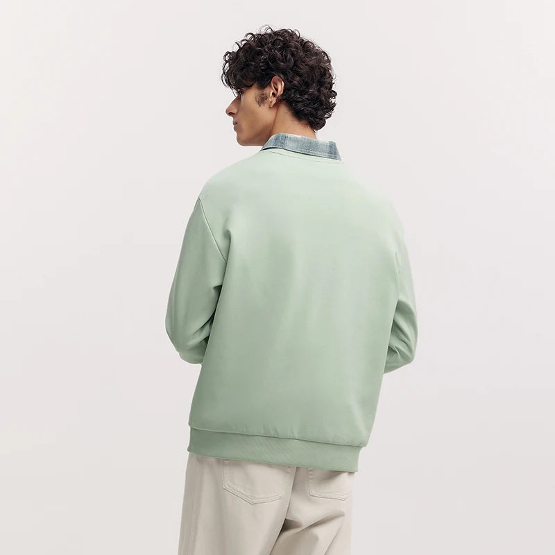 Semir Soft Hoodie Men Spring Letter Print Crew Neck Casual Comfortable Daily Wear Basic Versatile Stylish Pullover Top