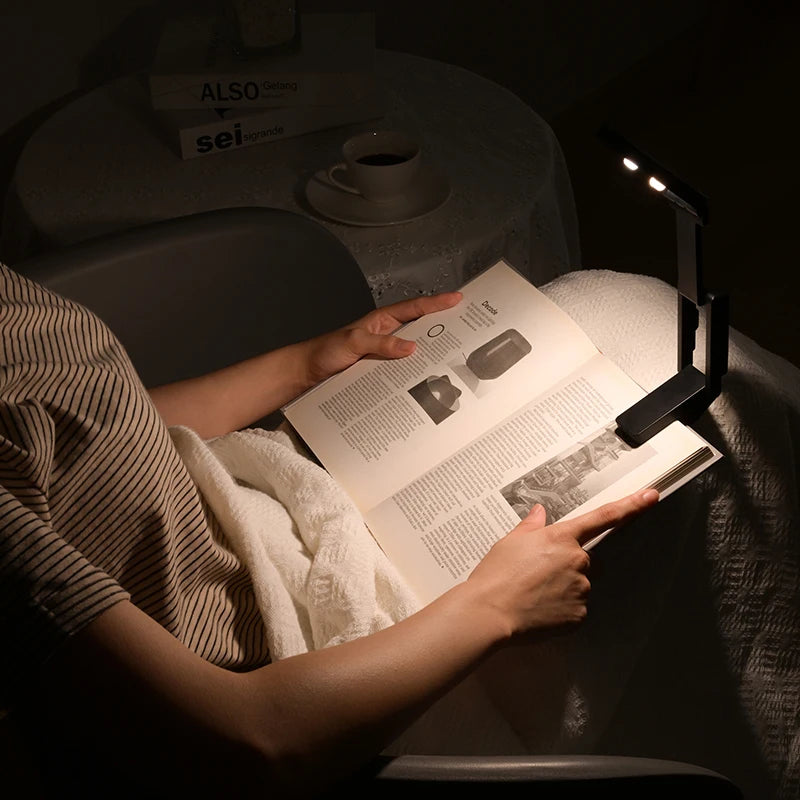 Clamp on Reading Light Rechargeable Foldable Multi-Angle Mini Portable Wireless Desk Lamp Suitable for Reading And Camping