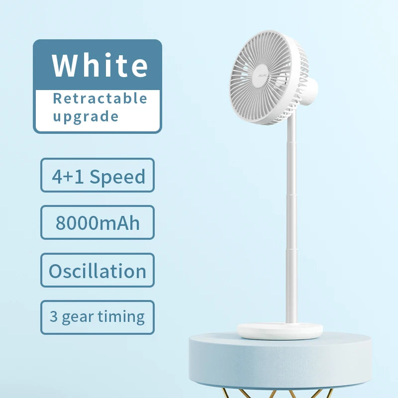 JISULIFE Desk Fan 8000mAh Portable Rechargeable Fan 5 Speeds Silent Table Fan for Home Office Mini Ventilador Portatil Fans