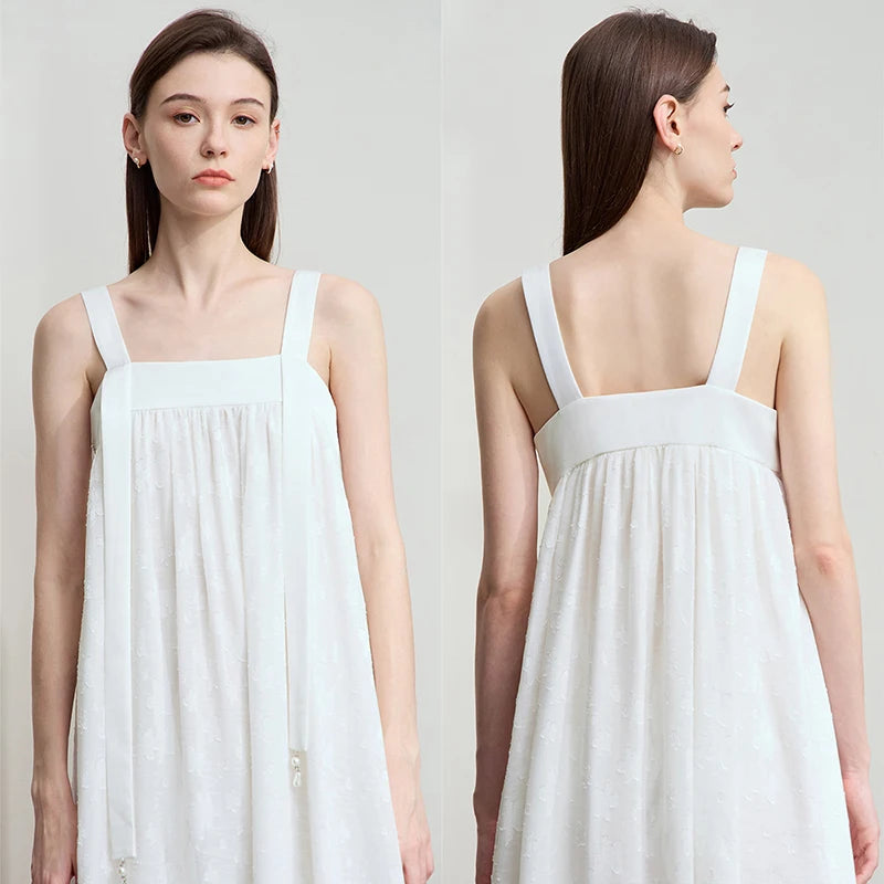 Amii Minimalist Women's Vacation Sundress 2026 Summer New Fashion Casual A-Line Wrinkle Black Elegant Strap Dresses 12552046