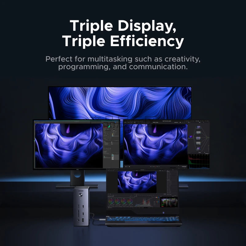 UGREEN Docking Station 14-in-1 USB HUB Triple Display HDMI DP 10Gbps USB-A/C RJ45 SD&TF PD100W for Laptop Windows Lenovo HP Dell