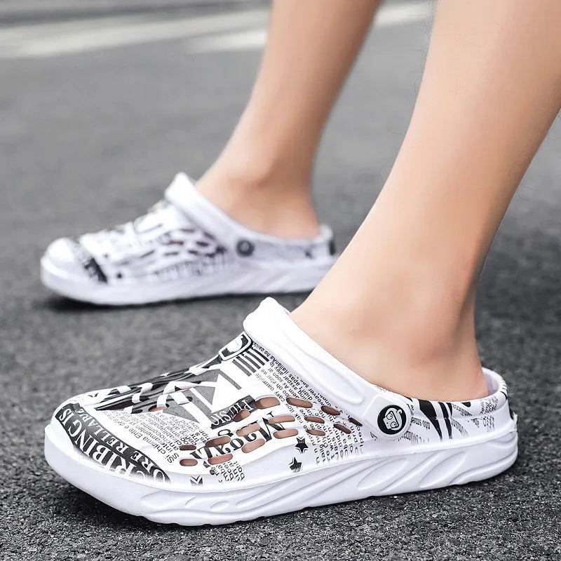 Summer fashion Breathable lightweight men's Casual Slip on Beach Sandals Waterproof Garden Shoes outdoor hollow walking slippers