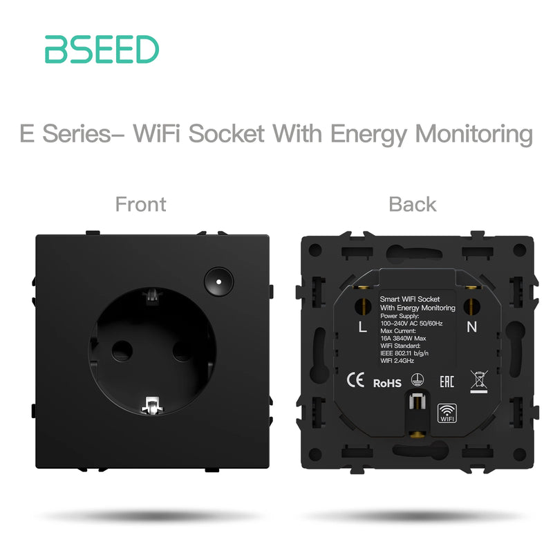 BSEED WIFI Button Switch Module 1/2/3/4Gang Smart Light Switch DIY Part Plastic Frame Smart Socket Components Tuya Smart Life
