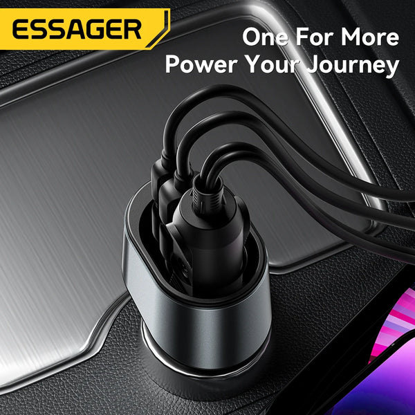ឆ្នាំងសាករថយន្ត Essager 120W USB C ជាមួយអាដាប់ទ័រឆ្នាំងសាករថយន្ត 85W សម្រាប់ Xiaomi iPhone 16 15 14 MacBook Laptop
