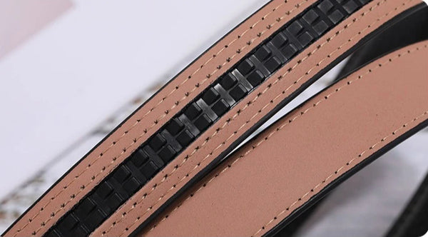 2027 New Women's Automatic Buckle Belts, Available in Red, White, and Black, Sizes 85 Cm–120 Cm.