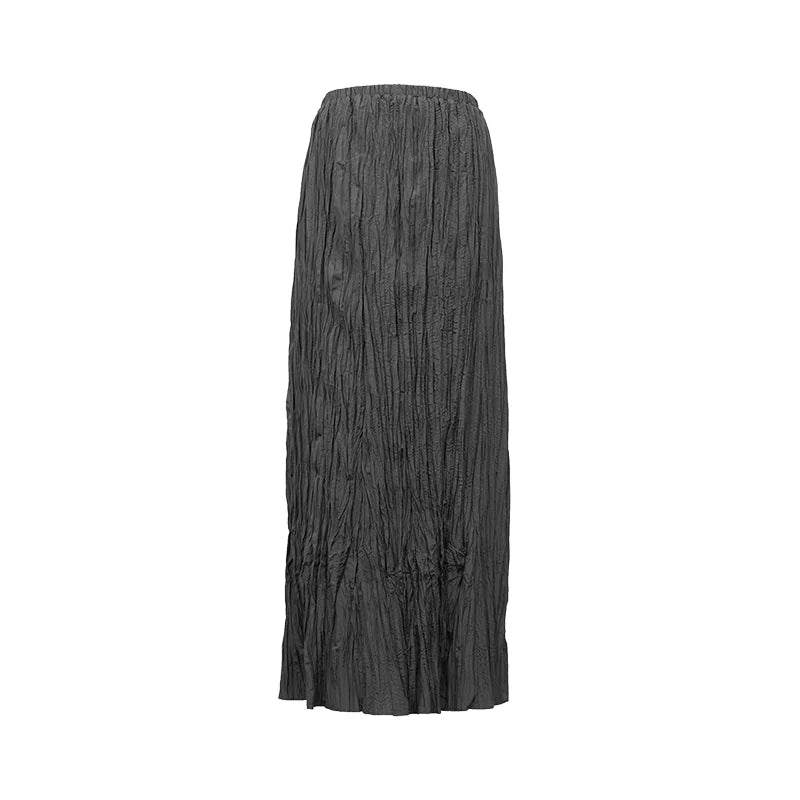 Amii Pleated Women's Skirt 2026 Summer New Elastic Waist Flowy A-Line Midi Skirt Casual Versatile Women's Clothing 12622123