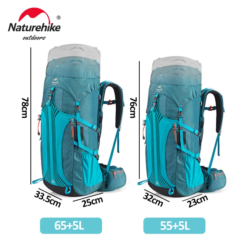 Naturehike 45L 55L Backpack With Rain Cover Professional Large Capacity Outdoor Camping Hiking Trekking Climbing Travel Bag