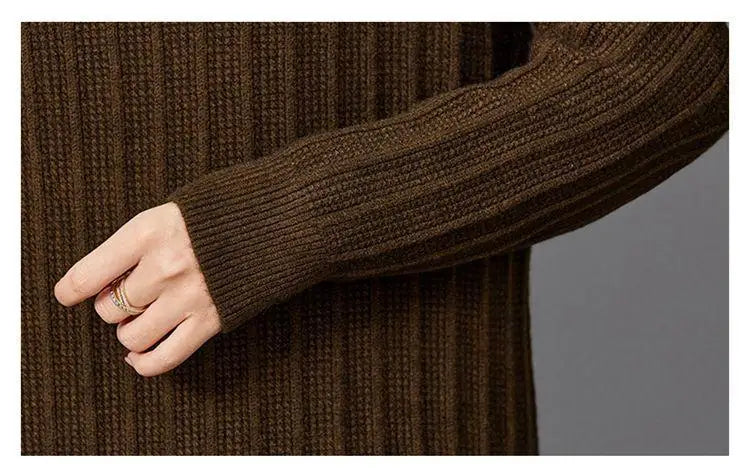 Fashion Knit Pulls Femmes Warm Spring Autumn Pullovers Dress Loose Middle Aged Mother Knitwear Clothing Woolen Women's Sweater
