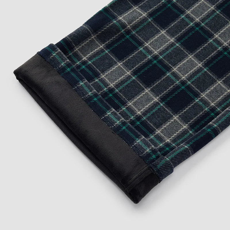 Semir Casual Pants Women Winter Plaid Fleece Lined Long Pants Loose 2025 Salt-Style Lazy Retro Trendy Wide Leg Women'S Clothing