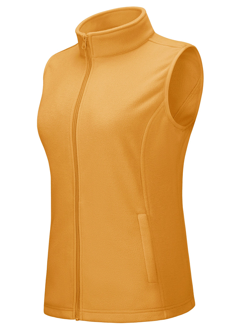 TACVASEN Women's Autumn Winter Lightweight Polar Fleece Vest Full-Zip Layering Jacket with 2 Pockets for Hiking and Daily Wear