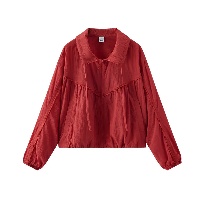Semir Women Jacket UV Protection Cool Feeling Lace Trim Loose Lazy Style Casual Top 2026 Summer Wear