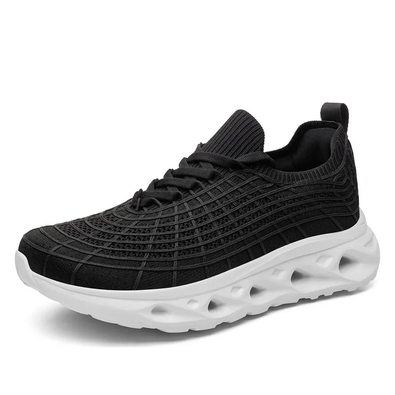 Men Wide Toe Box Knit Sneakers Stretch Breathable Casual Walking Shoes Roomy Fit for Swollen Feet Edema Bunions Athletic Shoes